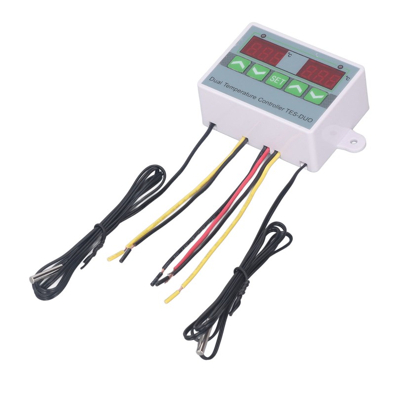 Dual Temperature Controller Waterproof Digital Thermostat with Data Storage for