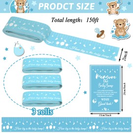 Baby Shower Games Belly Measuring 150Feet Tape How Big Is Mommy Belly Tape Measure Baby Bump Tape Measuring Tape Pregnant Belly Blue Tummy Measuring Tape Party Favors Supplies for Boys Gender Neutral