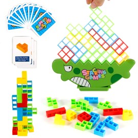 48pcs Balance Stacking Toy, Plastic Stacking Blocks Balancing Game Balance Board Game Balance Tower Game Building Blocks Toy for Kids Adults Family Party Games