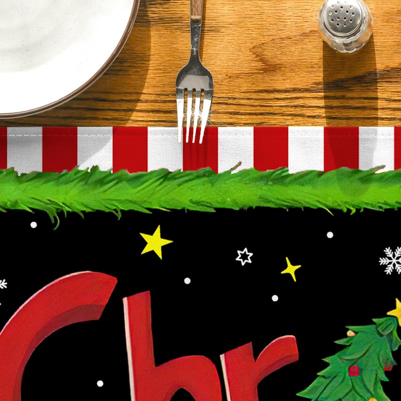 Christmas Table Runner Navidad Kitchen Dining Table Centerpiece Winter Xmas