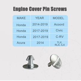 Lower Engine Cover Pin Screws Splash Shield Hardware Bolts Compatible with Honda Accord Civic CR-V Acura TLX ILX RLX 90674-TY2-A01