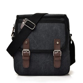 CHIFEI Bolso Lona Vintage Hombre Cruzado Hombro Mensajero Viaje Negocio Casual (Negro)