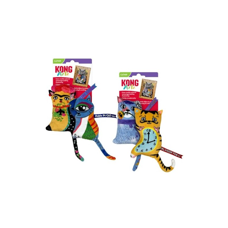 KONG Artz Cats - Crackling Cat Toys with Catnip, Ribbon