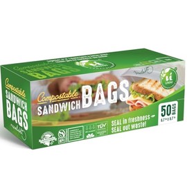 UNNI Compostable Sandwich Bags, Resealable Compostable Food Storage Bags, 50 Count, 6.5 x 6.7 inches, Earth Friendly Highest ASTM D6400, US BPI, CMA & Europe OK Compost Certified, San Francisco