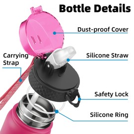 OLDLEY Stainless Steel Water Bottle with Straw, Vacuum Insulated Large Water Bottle, Metal Water Bottles, 1 Litre, Leak-Proof, Keeps Drinks Hot and Cold, for Sports, Gym, Work