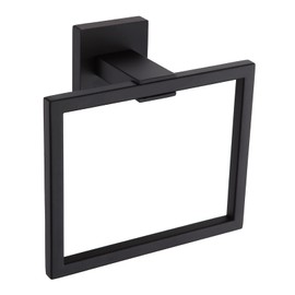 Orlif Bathroom Black Towel Ring SUS 304 Stainless Steel Square Towel Bar，Towel Rack Matte Black Towel Holder Modern Towel Hanger for Bathroom Lavatory Kitchen Wall Mount