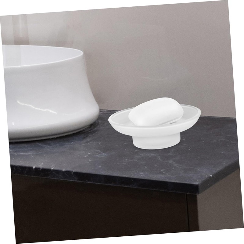 MAGICLULU Frosted Glass Soap Dish Round Bathroom Replacement Soap Holder