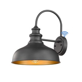 Bestshared Dusk to Dawn Sensor Farmhouse Gooseneck Barn Light, Outdoor Wall Sconce, Outdoor Black Finish Lantern for Porch with Contrast Color Interior