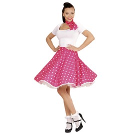 W WIDMANN MILANO Party Fashion - Women's 50s Polka Dot Skirt and Scarf, Rock'n'Roll, Twist, Pink Lady, T-Birds, Carnival, Theme Parties