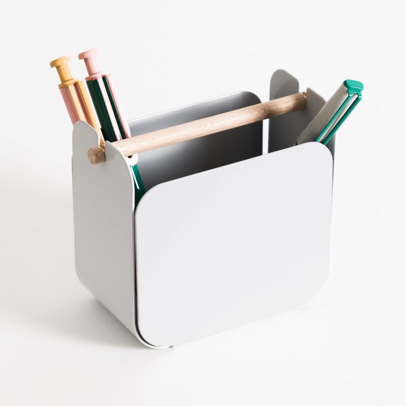 U Brands Metal Pencil Cup, Desktop Accessory, Arc Collection, Grey