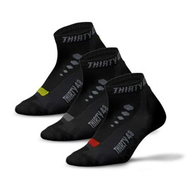 Thirty48 Low Cut Cycling Socks for Men and Women | Unisex Breathable Sport Socks (Small - Women 5-8 // Men 4-7, [3 Pairs] Black Mixed Color)