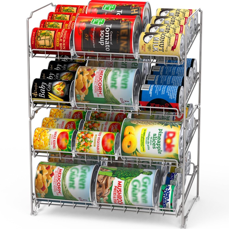 Simple Houseware 2 Tier Stackable Can Rack, Silver, 2 Pack