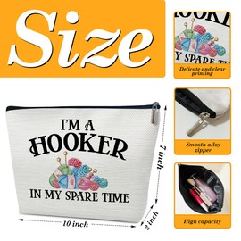Ythuil Crochet Gifts Makeup Bag, Crochet Gifts for Crochet Lovers Crocheters Knitters, Crochet Knitting Gifts for Women, I'm A Hooker In My Spare Time Makeup Cosmetic Bag for Purse