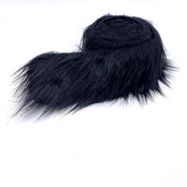 Ice Fabrics Craft Faux Fur Fabric Pre Cut Rolls - 4"x60" Fur Ribbon Mohair Fabric Strips - Super Soft and Fuzzy - Perfect for Crafts, Costumes & Decoration - Black - 4x60