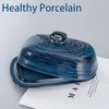 Hasense Butter Dish with Lid, Porcelain Butter Container with Handle