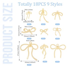 Beadthoven 18pcs Alloy Bow Pendants for Jewelry Making - Golden Dangle Charms, Mini Cute Ribbon for Earrings, Bracelet, Necklace DIY Crafts Supplies