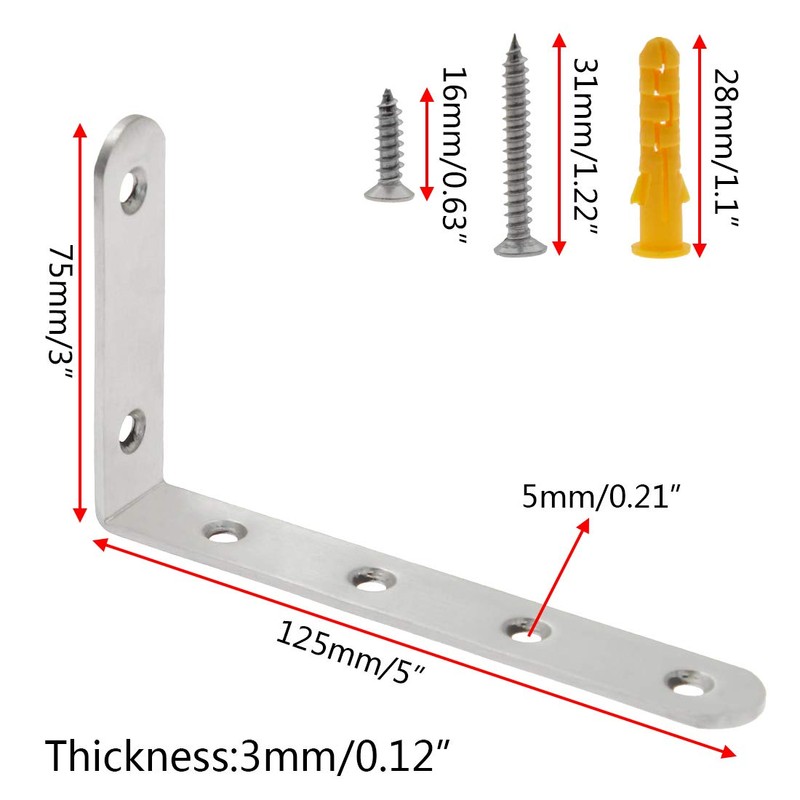 Luomorgo 16 Pcs L Shaped Brackets for Shelves - Heavy