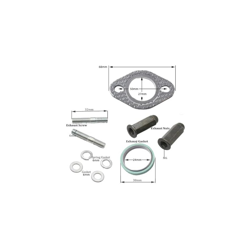 1 Set Exhaust Stud Bolt Nut Washer Seal Kit Exhaust