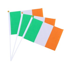 Pack of 12 Stick Flags Irish Flag Small St Patricks Day Hand Sign Flag Flags Mini Flag Hand-Held Small Flags Handheld Hand Waving Flag Ireland Banner Props