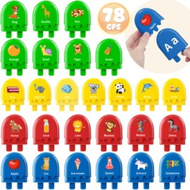CPSYUB 78PCS Alphabet Learning Toys Ice Cream ABC Matching Toys for Toddle Color Sorting Set Preschool Montessori Toy Smart Sorting Set Upper Lowercase Game Educational Toy for 2 3 4 5+ Kids