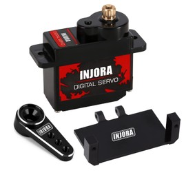 INJORA RC Servo 12g Digital Servo with Metal Mount and 15T Arm for AX24 Axial SCX24 Car Model Upgrade Parts(Black)