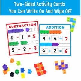 SpriteGru Maths Linking Cube, Manipulations with Activity Cards, Addition Tool Math Counter for Children Nursery Kinesthetic Activities Learning