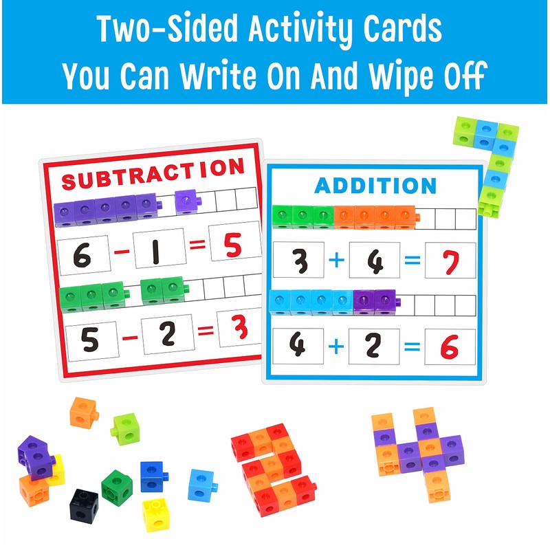 SpriteGru Maths Linking Cube, Manipulations with Activity Cards, Addition Tool