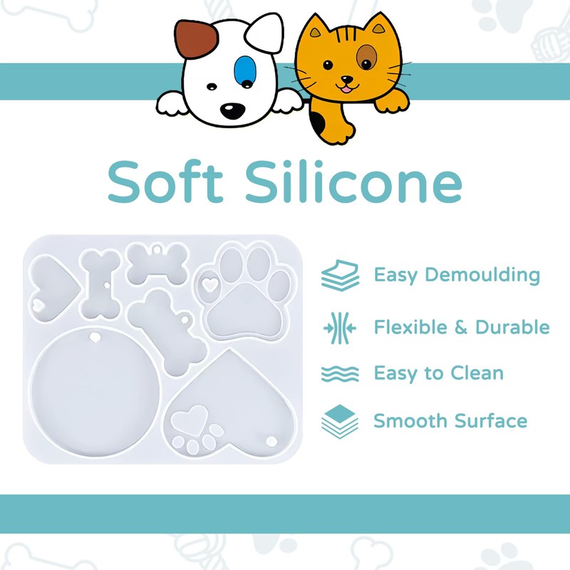 Pet Tag Resin Mold, Collar Tags Dog Bone Dog Paw