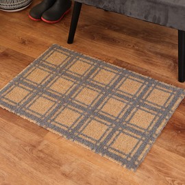 Bungalow Flooring Prairie Grid ColorStar Door Mat, 2' x 3', Made in USA, Machine Washable, Durable and Decorative, Eco-Friendly Welcome Mat, Skid Resistant, Khaki
