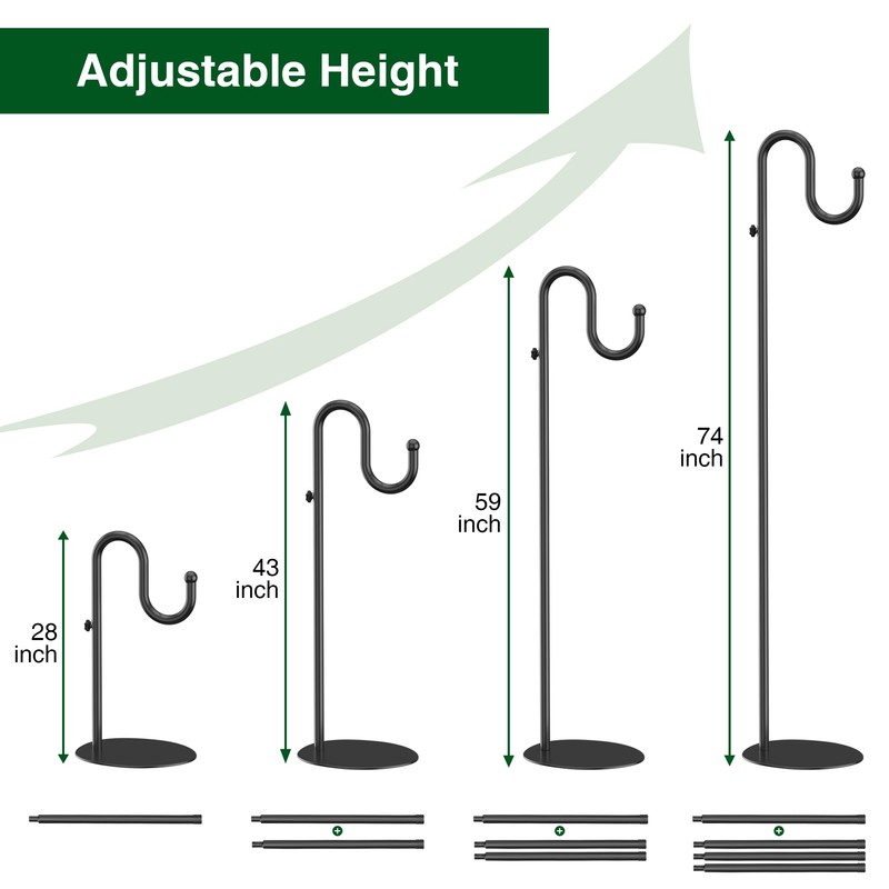 74" Shepherds Hook Stand for Plant: Hanging Bird Feeders, Plants,