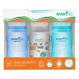 Pack x3 Piezas Biberones Evenflo Cuello Ancho 270ml Niño