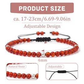 Uwiyo Genuine Natural Stone Bracelet for Women, 4 mm Bead Bracelet, Adjustable Gemstone Bracelet, Yoga Bracelet, Ball Bracelet for Women, Girls, Gift for Birthday, Mother's Day, Christmas, Stone, No