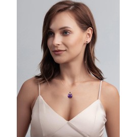 JSDDE Amethyst Crystal Necklace for Women Cute Crystals Cat Necklaces Healing Gemstone Pendant Necklace Jewellery Gifts for Girls