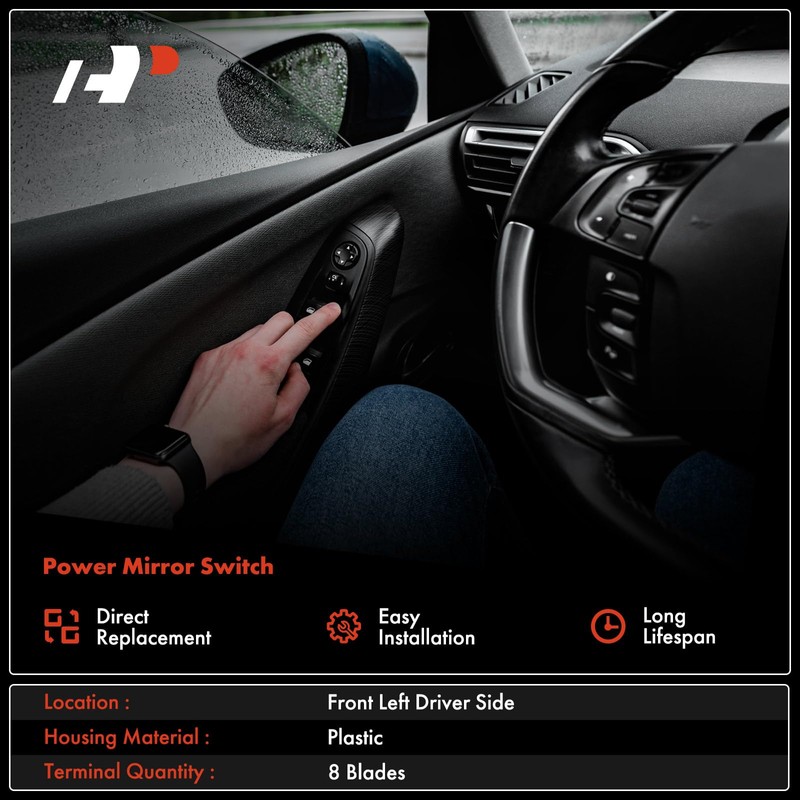 A-Premium Power Mirror Switch Compatible with Lincoln Town Car 2004