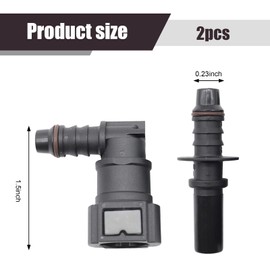 JawGrew Car Fuel Pipe Connectors, Fuel Quick Release Connection Accessories, 9.49-ID6 Elbow Leak-Proof Fuel Pump Quick Connector + Adapter Male Connector, Suitable for Most Cars (Black)