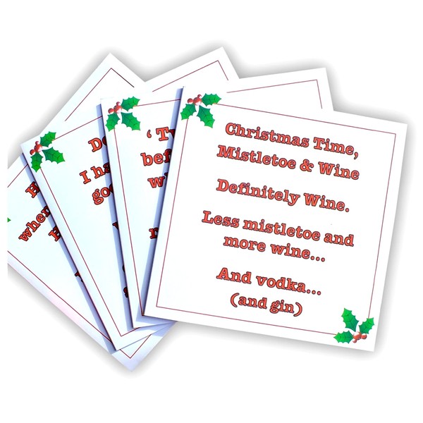 Set of 4 Original Funny Christmas Cards - Humour Xmas