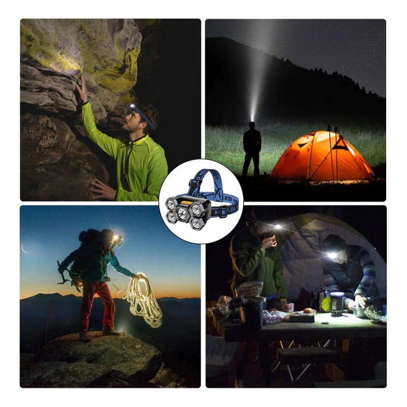 2pcs Lámpara Cabezas Recargable Usb 5 Led Lampara Minera Blanco