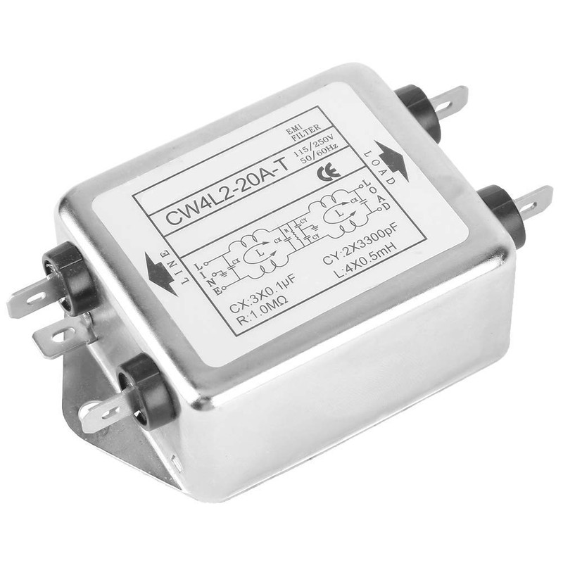 Tyenaza Mains Filter 230V, Power EMI Filter 20A, CW4L2-20A-T, Single-Phase