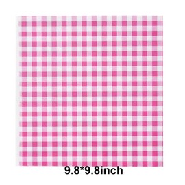 Suiwen 100pcs Pink and White Checkered Wax Paper, Food Picnic Paper, Greaseproof Gingham Deli Paper, Waterproof Dry Hamburger Paper Liners Wrapping Tissue for Plastic Food Basket 25*25cm (9.8*9.8inch)