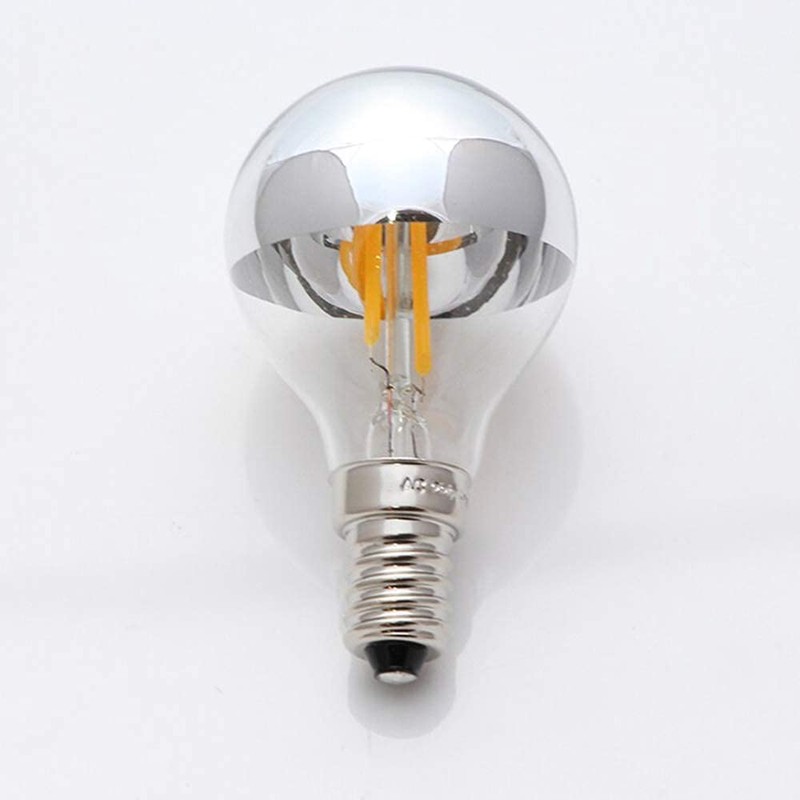 G45 G14 4W Dimmable Silver Tipped LED Filament Half Chrome