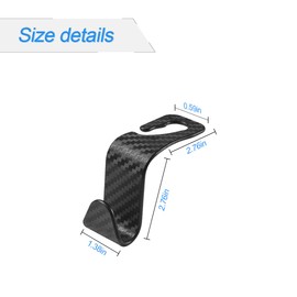 Hanemia Car Back Seat Headrest Hooks, 4 Pack Carbon Fiber Stylish Back Seat Hanger for Car Handbag Clothes Coats Grocery Bags, Car Interior Accessories (Carbon Fibre/Black)