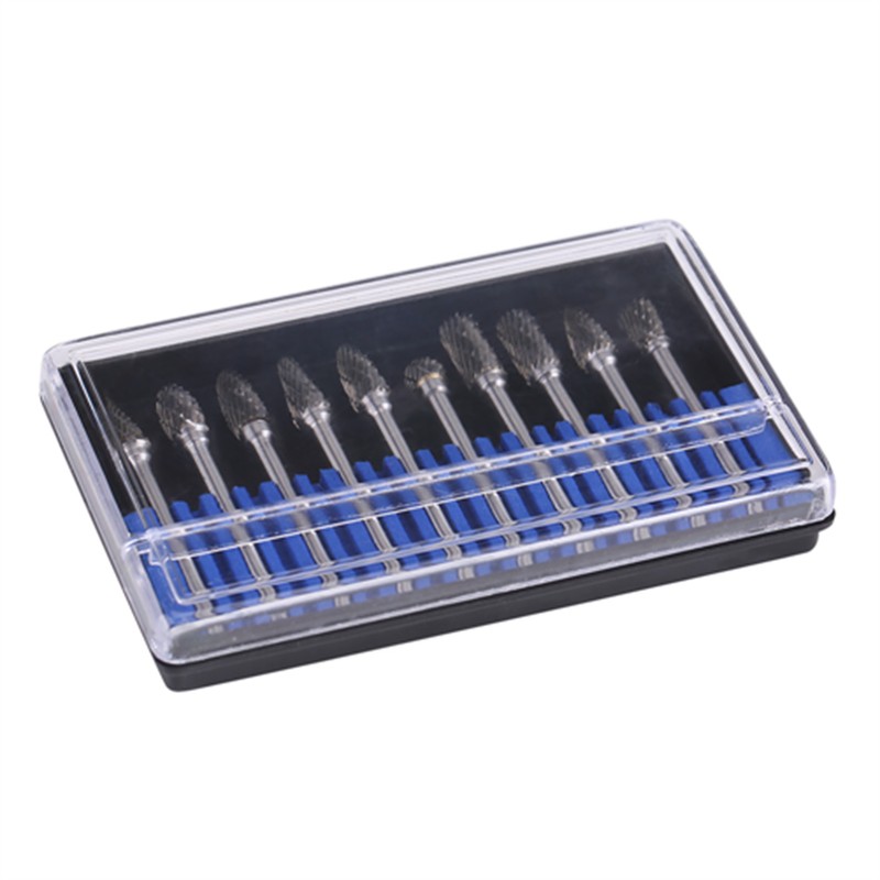 10pcs Tungsten Carbide Steel Rotary Files Burr Set 3mm Shank