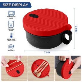RORBAM Ramen Cooker,Microwave Ramen Bowl,Ramen Noodle Bowl 48 oz, College Dorm Room Essentials for Girls for Boys, Apartment Essentials, BPA-Free. (red)