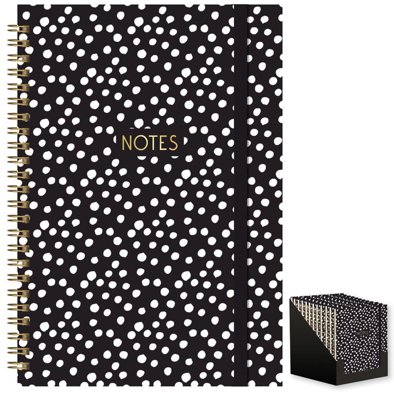 A5 Notebook Black & White Polka Dots Notes Planner Wiro