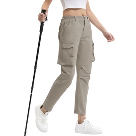 Arunlluta Women's Hiking Pants Stretch Cargo Tactical Pants Women Quick Dry Lightweight Casual Work Pants with 9 Pockets Khaki