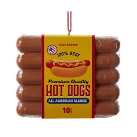 The Bridge Collection Hot Dog Package Ornament - 3.375" Resin Hot Dog Christmas Tree Ornament - All American Classic Beef Hot Dogs Ornament - Fun Food-Themed Christmas Decoration
