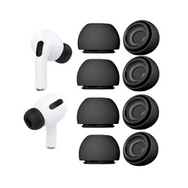 4Pair Eartips for Airpods Pro 2nd Generation and AirPods Pro with Noise Reduction Hole,Silicone Ear Tips Compatible with Airpods Pro2 Earphone Fits Charging Case(XS/S/M/L)-Black