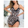 SOLY HUX Women's Leopard Lace Nightgown Cheetah Print V Neck