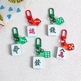 [Long River Sunset] Mahjong Tile, Dice, Keychain Lucky Charm (Medium)