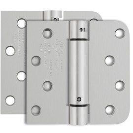 Bubxo 2 Pack Self Closing Door Hinges, 4 Inch Spring Loaded Door Hinges with Square & 5/8'' Radius Corners, Adjustable Tension for Garage, Front, Back Door, UL Listed, Left and Right Hand